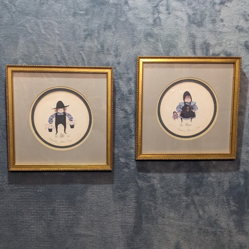 P Buckley Moss Signed Numbered Prints Set of 2 Framed 1988 Folk Art Lithographs‎